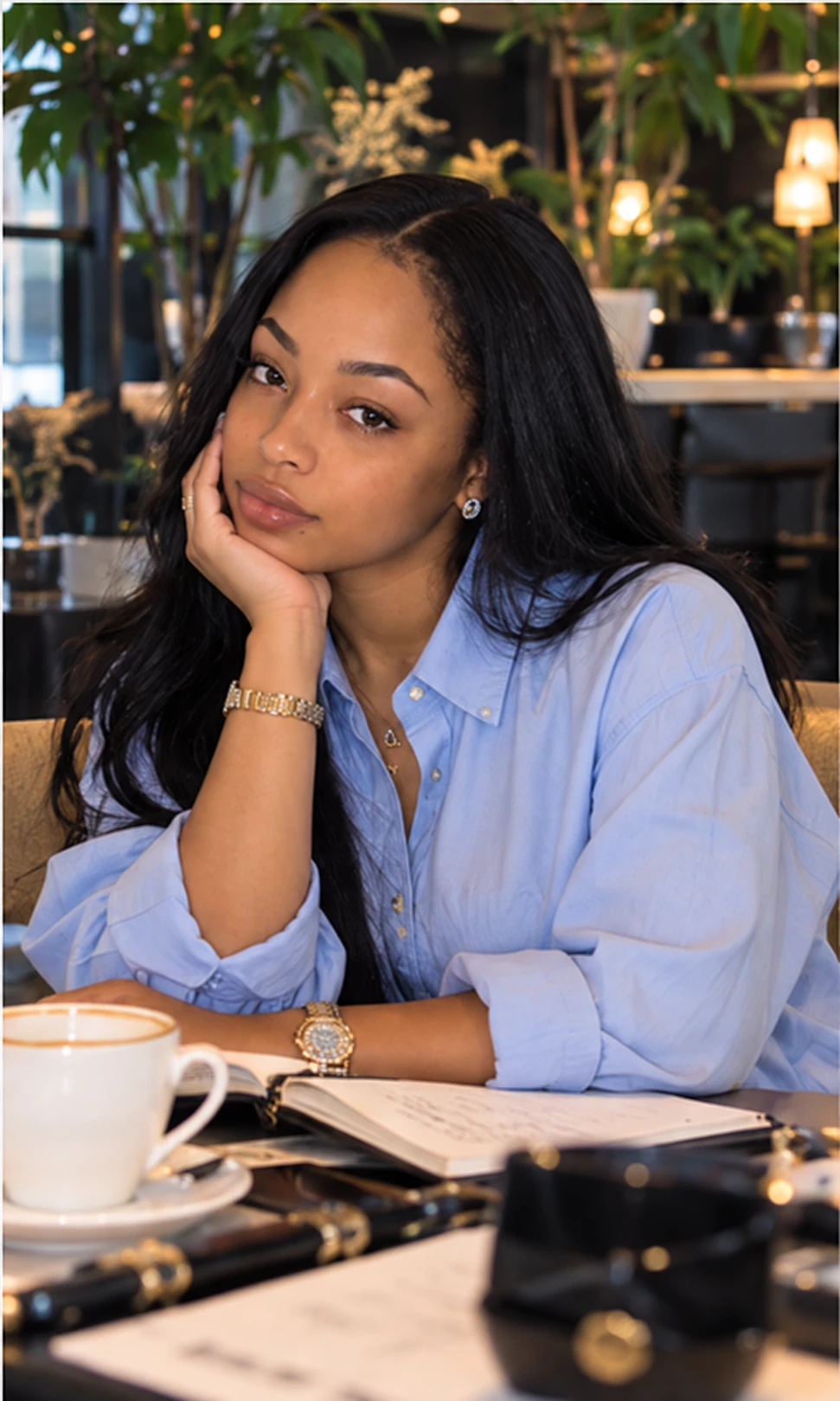 Radiance Mack enjoying a quiet moment at a café